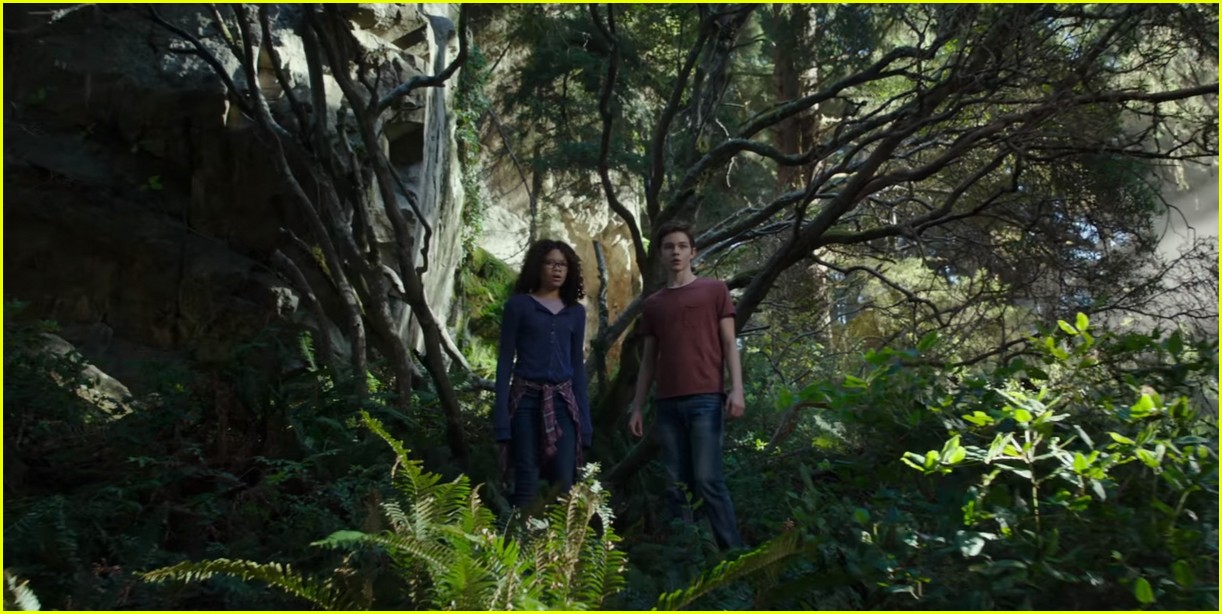 Calvin and Meg in a forest from A Wrinkle in Time