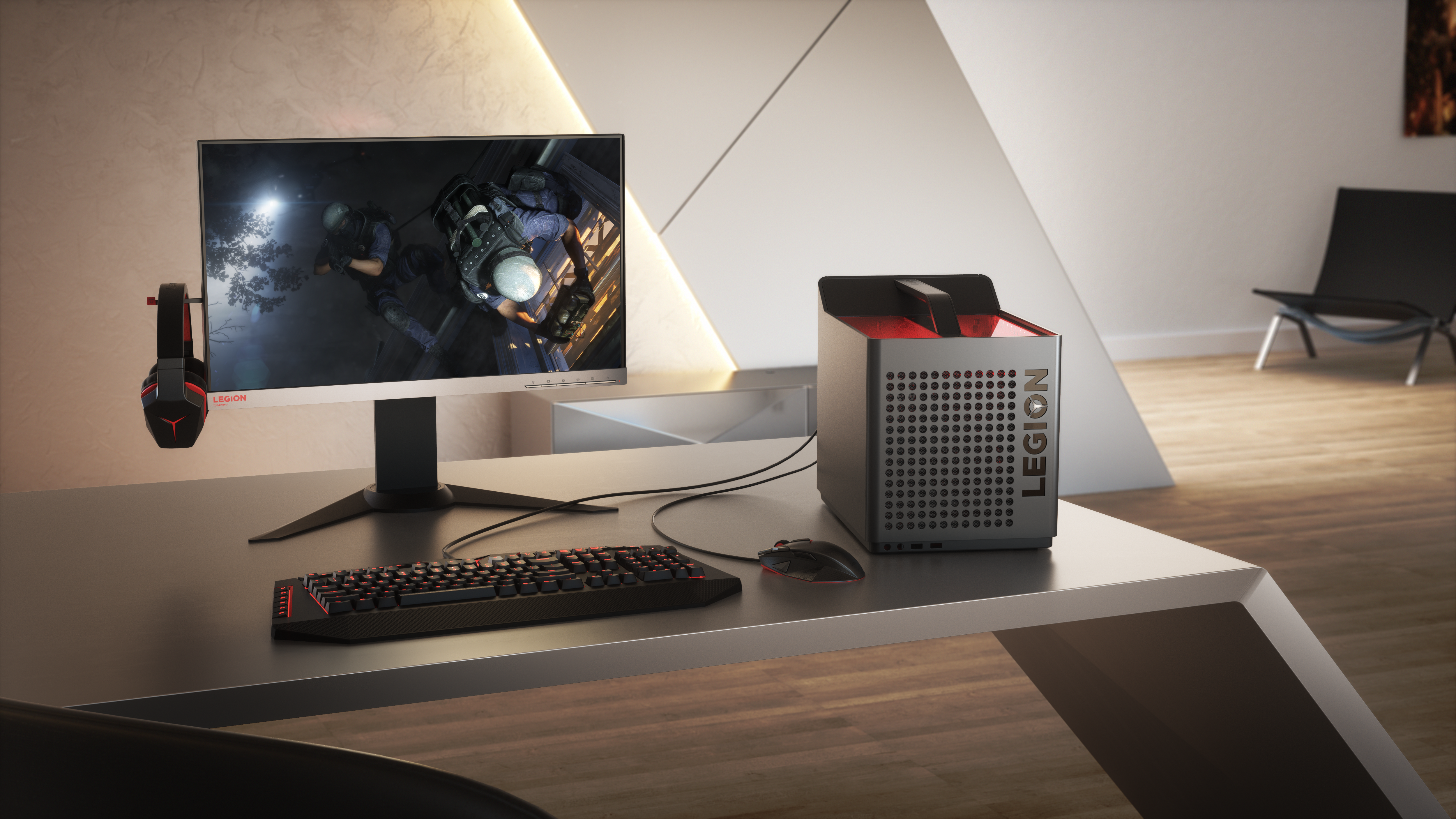 Lenovo C530 on a desk with monitor and keyboard