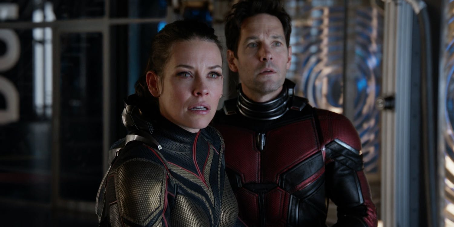 Ant-Man and The Wasp looking worried in their movie