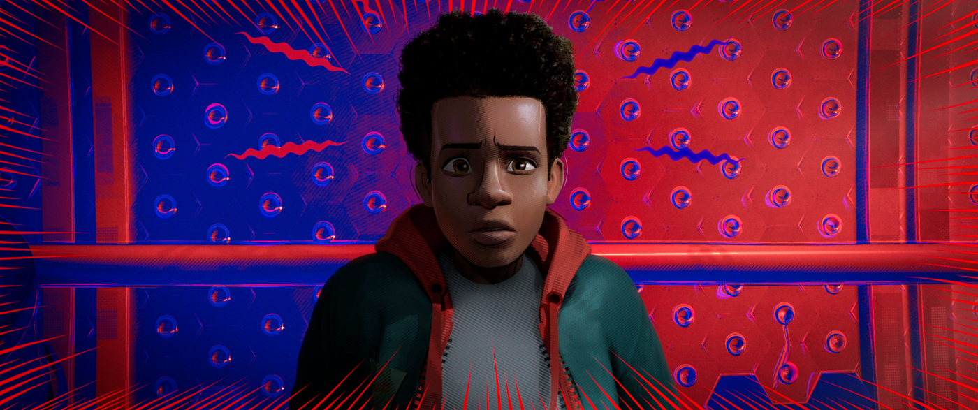 Miles using spider sense in Sony Pictures Animation's Spider-Man: Into The Spider-Verse.