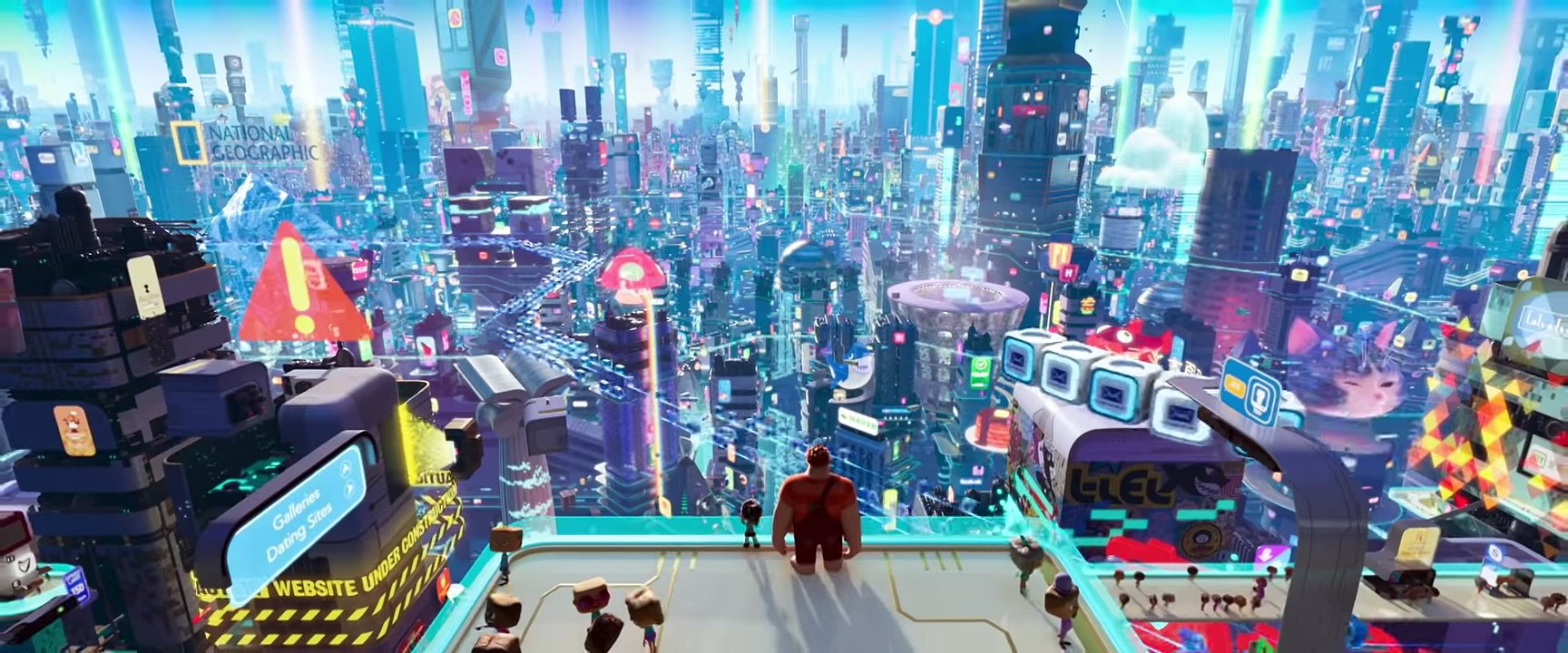 Ralph and Vanellope look at the city in Ralph Breaks The Internet