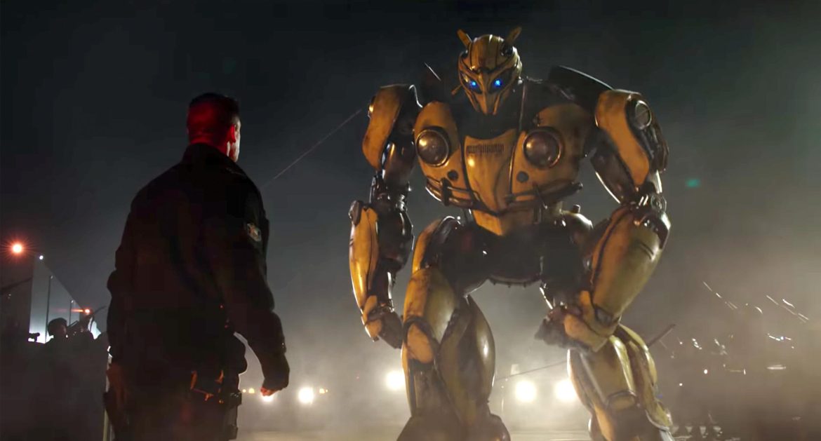 Bumblebee facing down John Cena's character